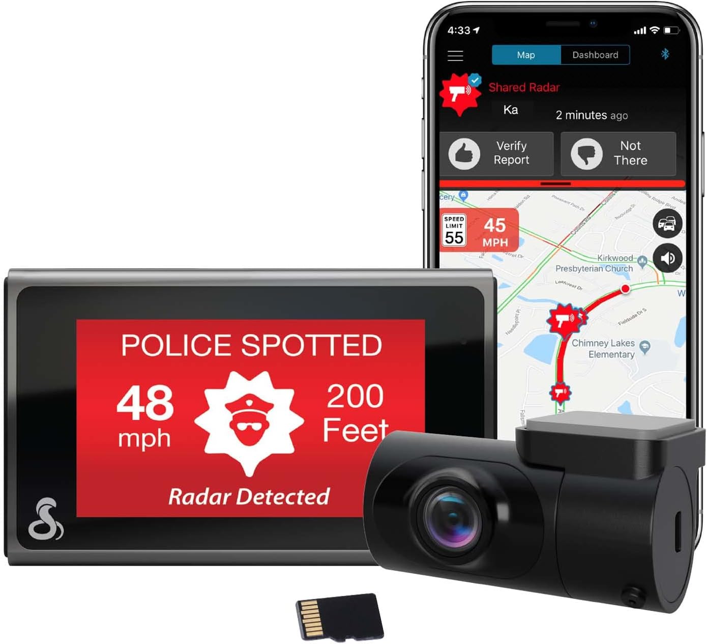 Cobra Smart Dash Cam + Rear Cam – UHD 4K Resolution, Alexa Built-In, 3-Camera Capable (32GB SD Card Included)