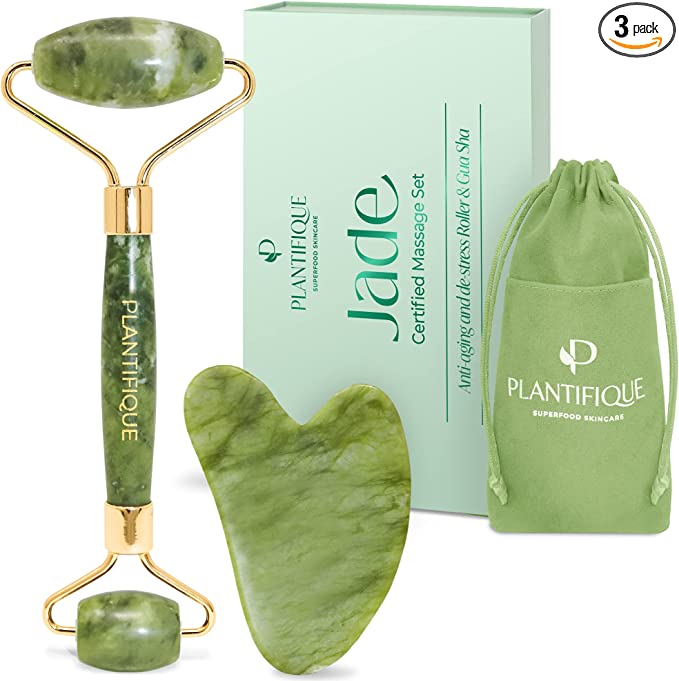 PLANTIFIQUE Jade Roller and Gua Sha Set